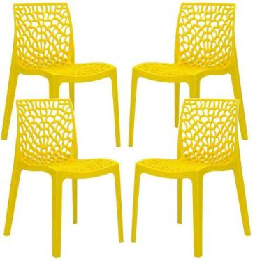 Imagem de Kit 04 Cadeiras Decorativas Sala De Jantar Gruvyer Amarelo - Lyam Deco