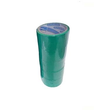Imagem de Fita Adesiva Verde 40 M X 45 Mm (5 rolos) Tipo Durex Largo Embalagem Decoração