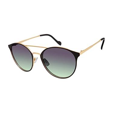 Imagem de Jessica Simpson Óculos de sol femininos redondos de metal vintage J6222, Preto e dourado, 56 mm