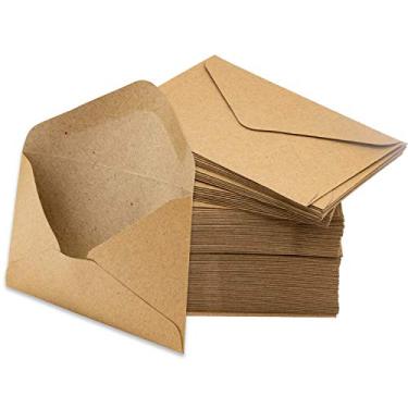 Imagem de Mini envelopes Kraft pacote com 200 pequenos 10,5 cm x 7,1 cm marrom vales-presente convites notas comerciais minúsculos cartões comemorativos guardar a data mangas em massa