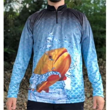 Imagem de Camiseta De Pesca Dourado Azul - Fps 50 + Uv - Ref. 47 - Masculina  -