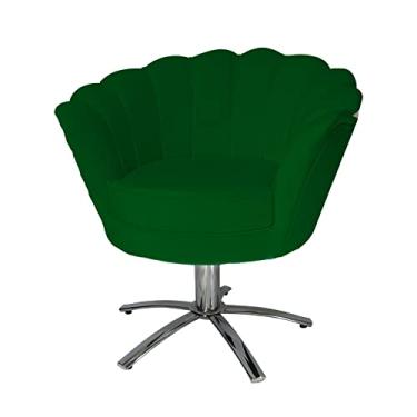 Imagem de Poltrona Decorativa Pétala Pés Metal Giratório Suede Verde - DS Estofados