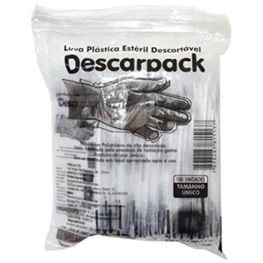 Imagem de Luva Plastica Esteril Descartável Descarpack 100 Unidades