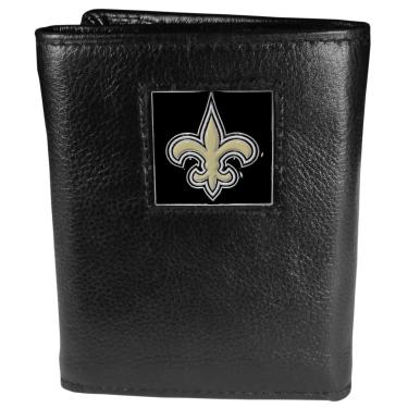 Imagem de NFL Siskiyou Sports Carteira masculina de couro de luxo New Orleans Saints embalada em caixa de presente, tamanho único, preta
