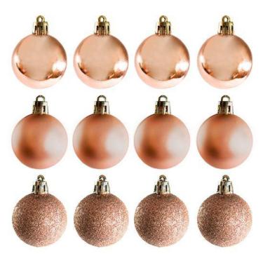 Imagem de Bola De Natal Mista Champagne 24 Peças 5cm