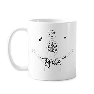 Imagem de Caneca More Space Black White Quote Cerâmica Coffee Porcelana Utensílios de Mesa