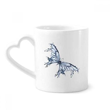 Imagem de Caneca de pipa borboleta azul café cerâmica copo de coração de vidro