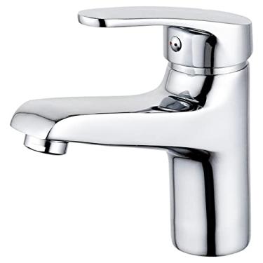 Imagem de LIDON Torneira de pia torneiras de latão torneira de pia quente e fria banheiro 1 furo torneira de pia de latão banheiro 1 furo latão torneira de banheiro furo único, cromo A (cor: cromo b)
