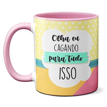 Imagem de Caneca Fofa Lhama Alongando Olha Eu Cagando Pra Tudo Isso (Rosa)