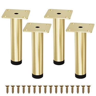 Imagem de Mimhooy Móveis Pernas 10 cm, Modernas Pernas de Sofá de Metal para Apoio Móveis Pés de Substituição para Sofá Cadeira Otomana Armário Mesa Conjunto de 4 (Dourado)