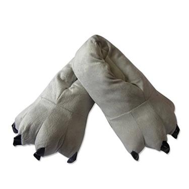 Imagem de MizHome Pantufas unissex macias com garra de pata para casa, Cinza, Large