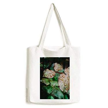 Imagem de Dewdrop Leaf Plant Nature Picture Tote Canvas Bag Bolsa de compras casual