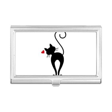 Imagem de Porta-cartões de visita de animais em forma de coração com formato de gato