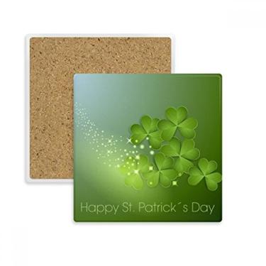 Imagem de Porta-copos quadrado Four Leaf Star Ireland St Patrick's Day Square Porta-copos de pedra isolante