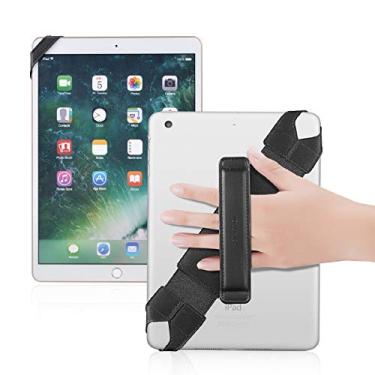 Imagem de Joylink Alça de suporte de mão para iPad com alça de caneta e alça de couro giratória de 360°, cinto elástico para tablets de 10,1 polegadas (iPad Air Pro Samsung Nexus), versão atualizada preta