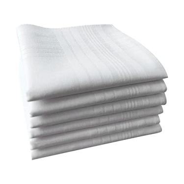 Imagem de UGPLM 5x Lenços de Bolso Quadrados Masculinos Brancos para Terno Formal de Aniversário