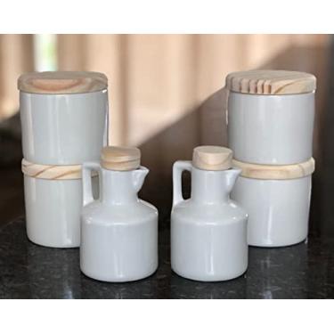 Imagem de Kit de temperos Genérico - 4 porta condimentos + 2 galheteiros Azeite e vinagre Moderno
