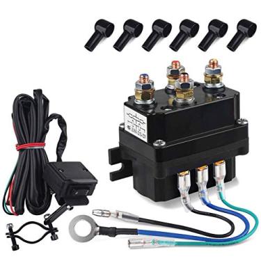 Imagem de WATERWICH 12V 250A Relé de guincho de guincho Solenoide Contator Guincho Rocker Interruptor de polegar Combo com 6 tampas de proteção Universal para ATV UTV 907-2.268 kg Guincho