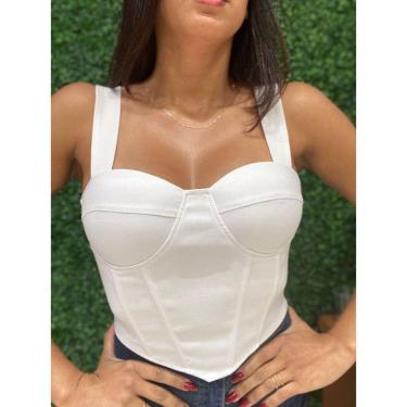 Imagem de Cropped Slim Corselet com Bojo Estruturado Branco