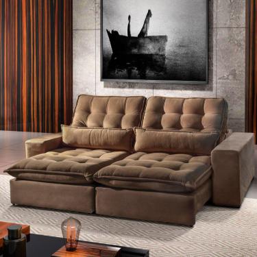 Imagem de Sofá 5 Lugares Retrátil e Reclinável Bruna 2,90m Veludo - Móveis Mix