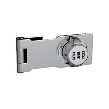 Imagem de ＫＬＫＣＭＳ Fechadura de porta com senha mecânica Fechadura de geladeira Fechadura de ferrolho giratório Fechadura de armário de arquivos Fechadura de combinação, Prata