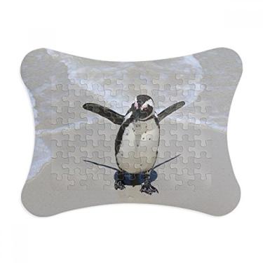 Imagem de Moldura de quebra-cabeça de criatura do pinguim da Antártica do oceano, decoração de imagem