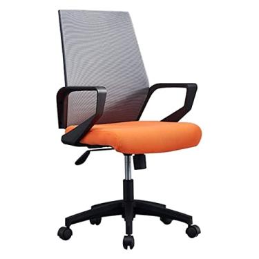 Imagem de cadeira de escritório Mesa de escritório e cadeira Encosto médio Almofada de apoio lombar Assento Cadeira de computador Cadeira de trabalho ergonômica Cadeira de jogo Cadeira (cor: laranja) necessária