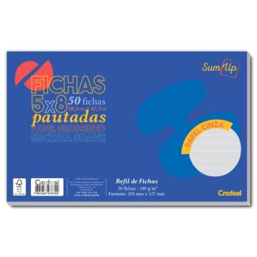 Imagem de Ficha 5 X 8 Pautada Papel Cinza 50 Folhas - Nova Credeal