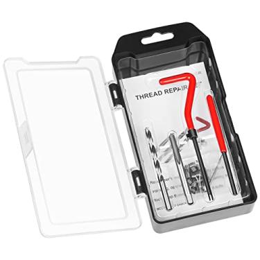 Imagem de JMMRRR Kit de reparo de rosca M5 x 0,8, kit de inserção de reparo de rosca métrica compatível com conjunto de ferramentas manuais para rosca danificada e reparo automático