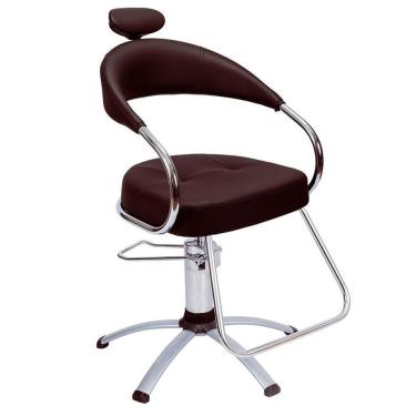Imagem de Cadeira Futura Hidráulica Cromada P/ Salão Cabeleireiro Marrom Tabaco - Dompel