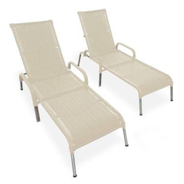 Imagem de Kit 2 Espreguiçadeiras Piscina Reclinável Alumínio Madrid