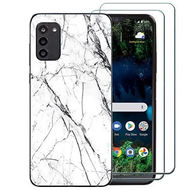 Imagem de Ranyi Capa para Nokia G100 4G com protetor de tela, Nokia G100 N150DL, capa fina de mármore TPU com protetor de tela 360 capa de mármore com absorção de choque de corpo inteiro para Nokia G100