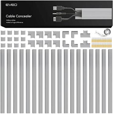 Imagem de Cabo escondido de 777 cm, capa de cabo corretivo de cabo parede - Capas de arame pintáveis para cabos - Arranhadores de fio para TV na parede - Kit de gerenciamento de cabos, incluindo conectores e tiras adesivas - Cabo Raceway - Prata