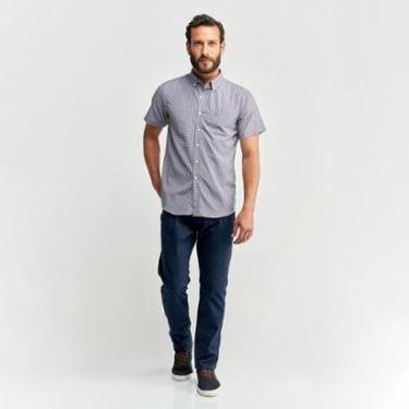 Imagem de Camisa Masculina Azul Xadrez Camisa Social Masculina - 6-Masculino