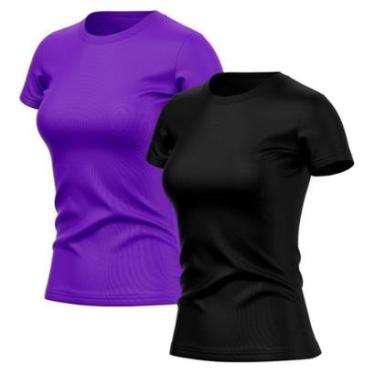 Imagem de Kit 2 Camisetas Feminina Dry Básica Lisa Proteção Solar UV Térmica Blusa Academia Esporte Camisa-Feminino