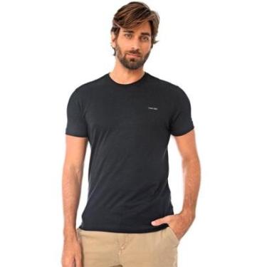 Imagem de Camiseta Calvin Klein Masculina Slim Logo Flamê Preta-Masculino