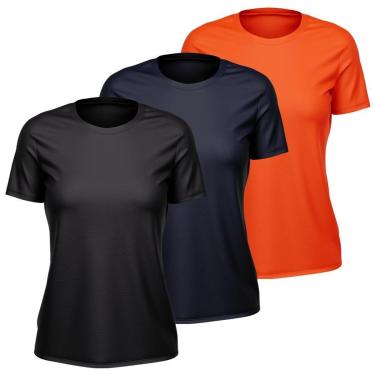 Imagem de Kit 3 Camisetas Feminina Dry Manga Curta Proteção UV Slim Fit Básica Academia Treino Fitness-Feminino