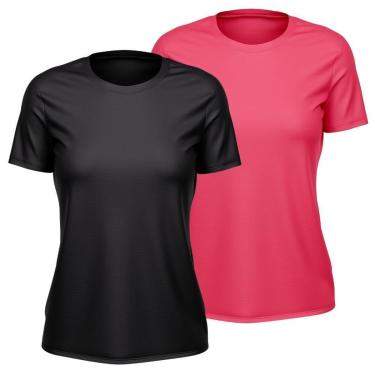 Imagem de Kit 2 Camisetas Feminina Dry Manga Curta Proteção UV Slim Básica Academia Treino ness-Feminino