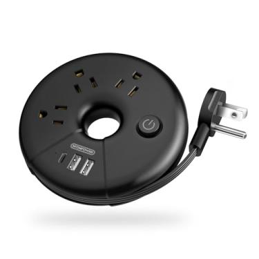Imagem de Cabo de extensão para viagem i Donut, estação de carregamento portátil NTONPOWER com 3 USB sem protetor contra surtos, cabo de extensão curto de 1 m compacto para casa, escritório, navios de cruzeiro,