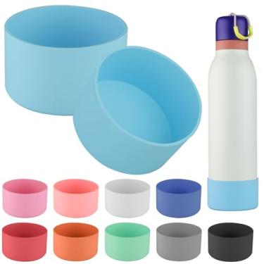 Imagem de Generic 2 peças de bota de silicone para garrafa de água Owala FreeSip Twit, 680 g, capa protetora antiderrapante, proteção inferior antiderrapante (azul celeste)