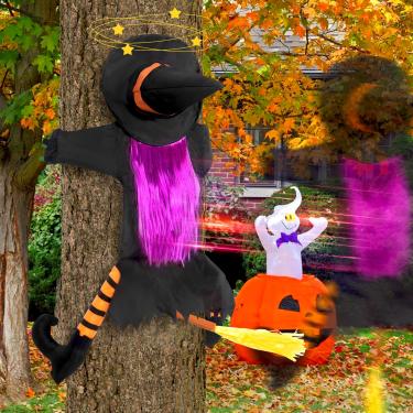 Imagem de Y- STO Bruxa para pendurar, adereços para decoração de árvore da varanda, bruxa quebrada - decorações de Halloween internas e externas