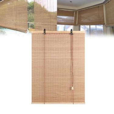 Imagem de Persianas de rolo de bambu, persianas de rolo de bambu natural, persianas romanas de filtragem de luz de madeira natural, para varanda de jardim ao ar livre, persianas de rolo de bambu de cozinha
