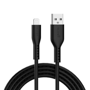 Imagem de Geonav Cabo de Silicone USB-A para Lightning, carregamento até 12W, Silicone resistente, 1,5m, ESLISBK, Preto