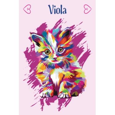 Imagem de Viola: Personalisiertes Notizbuch - Katze - DIN A5, 100 blanko Seiten mit kleiner Katze, individuelles personalisiertes ... Weihnachts & Geburtstags Geschenk fürMädchen, Frauen