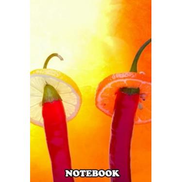 Imagem de Notebook: Two Red Chili Peppers In A Row Under The Hot Southern S , Journal for Writing, College Ruled Size 6" x 9", 110 Pages