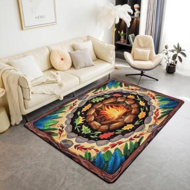 Imagem de Feelyou Tapete decorativo com tema de floresta 12 x 18 cm, tapete decorativo para crianças, adolescentes, adultos, desenho animado, pedras, sala de estar, toco de árvore, tapete de piso interno,