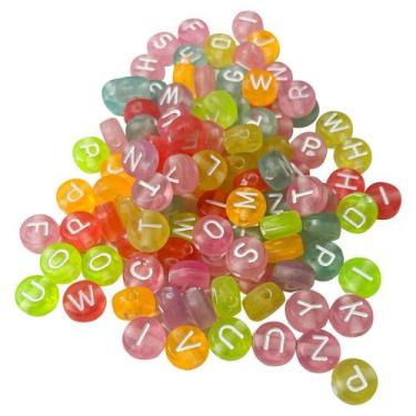Imagem de Entremeio miçangas Letras redondas coloridas crie bijuterias divertida
