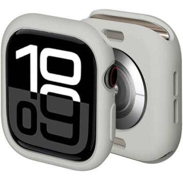 Imagem de Compatível com Apple Watch Series10 de 46 mm e 42 mm à prova de choque, capa protetora de silicone TPU (cinza, série 10 de 42 mm)