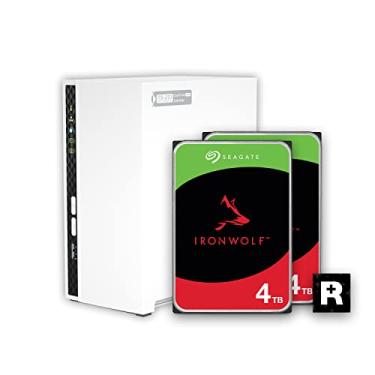 Imagem de QNAP NAS doméstico de 2 compartimentos com capacidade de armazenamento de 4 TB, pacote de unidades Seagate IronWolf pré-configuradas RAID 1, com portas de 1 GbE (TS-233-24ST-US)