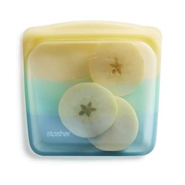 Imagem de Stasher Sanduíche reutilizável de silicone premium para armazenamento de alimentos, mar amarelo, micro-ondas, sous vide, máquina de lavar louça, forno e freezer, livre de BPA, sem vazamento, ecológico